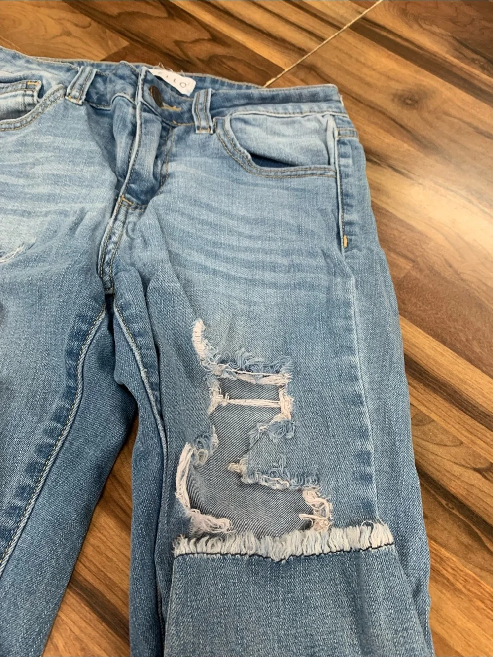 Cello Distressed Skinny Jeans Women Size 3 Blue Denim Ripped Frayed Stretch